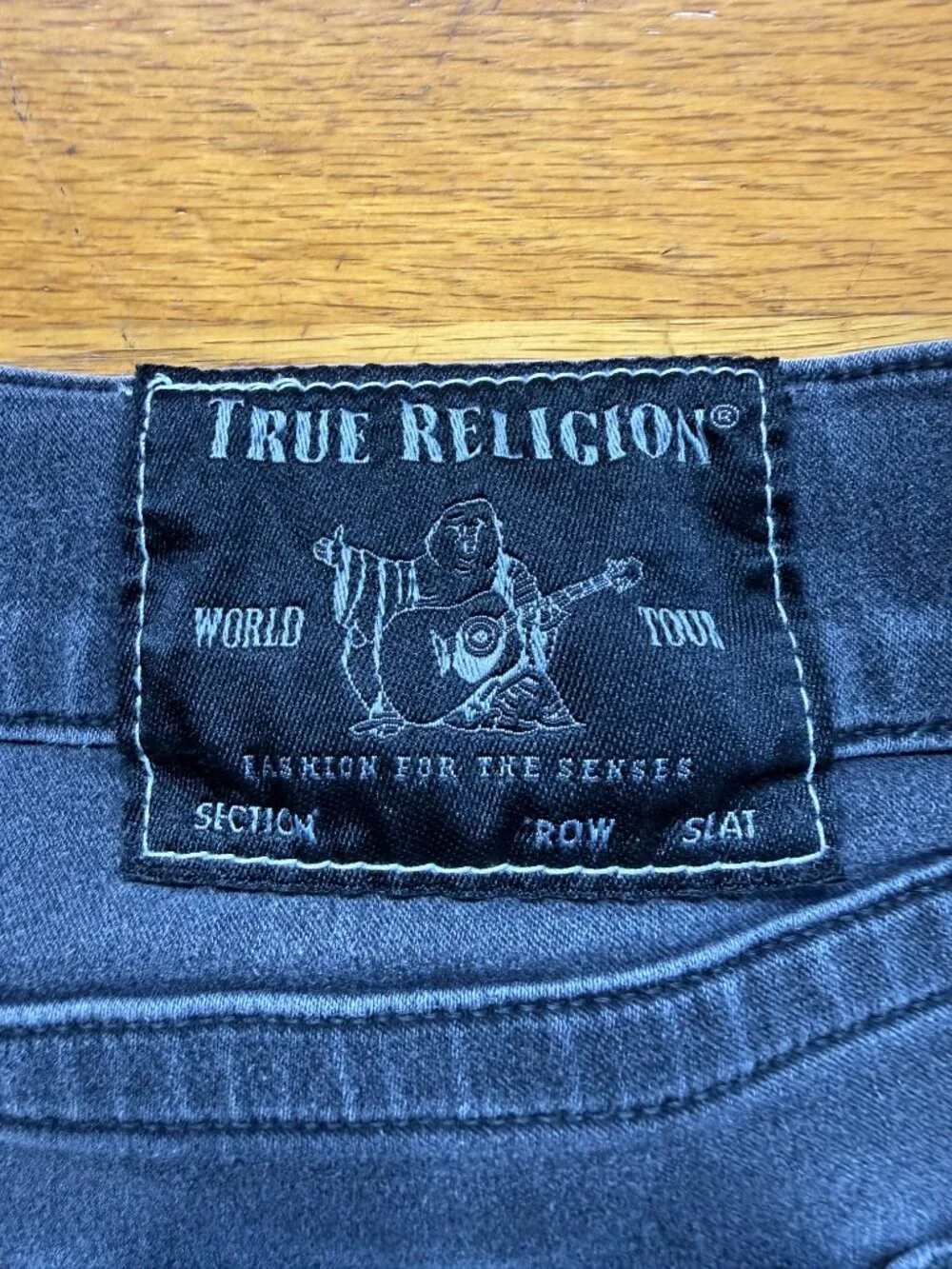 True Religion Ricky Relaxed Straight Frayed Denim Shorts Faded Black 32